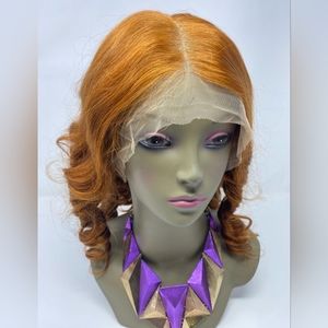 200% Density Orange Ginger Colored 13x6 HD Human Hair Lace Wig in 16 Inches